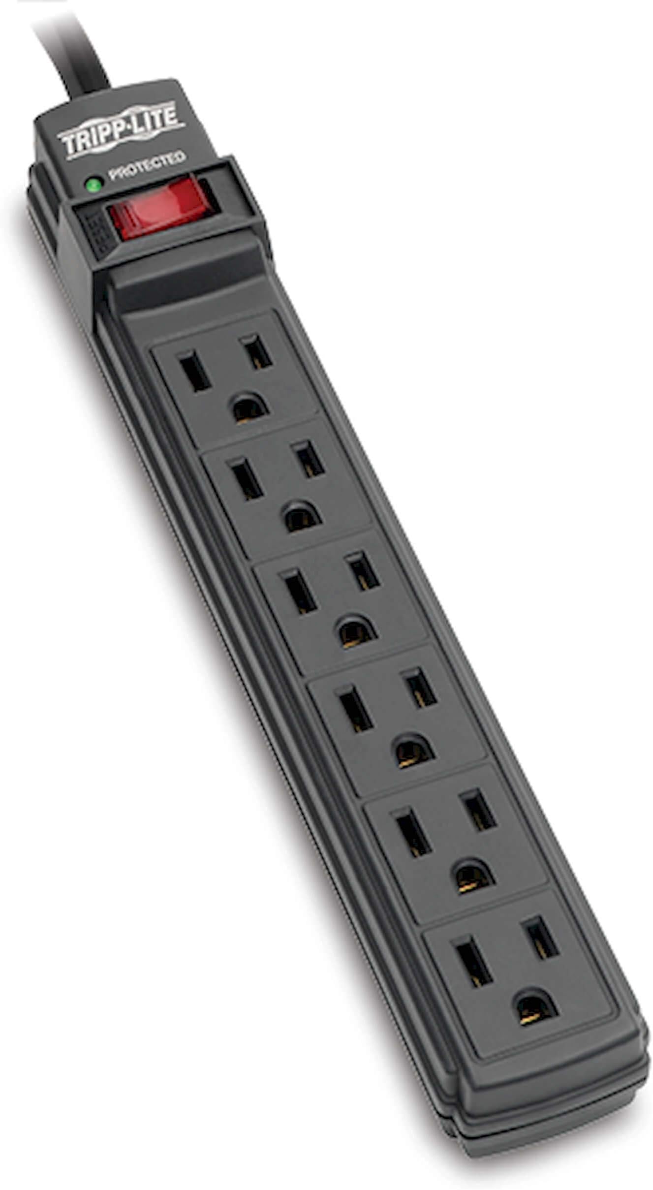 Tripp Lite 6 Outlet Surge Protector Power Strip, 6ft Cord, & $10K INSURANCE (TLP6B)