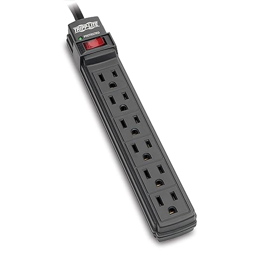 TRIPP LITE TLP6B Surge Protector Strip 6 Outlet 6ft Cord 360 Joules Black