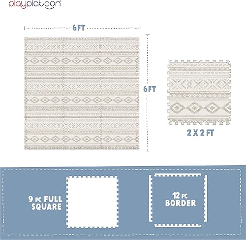 Miniatura 2 de Play Platoon Alfombrillas de juego no tóxicas grandes para niños, 9 azulejos de 72 x 72 pulgadas, azulejos de espuma extragruesos, rompecabezas de