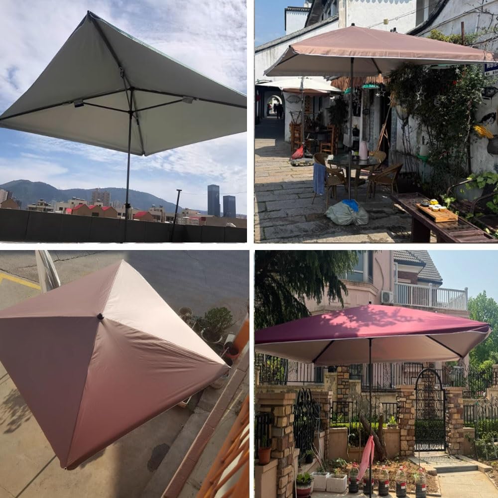 Grande Ombrellone da Giardino 2x2m 2.2x2.8m 3x3m Quadrato Ombrellone da Spiaggia Protezione UV Ombrellone da Piscina Rettangolare per Gazebo, Mercati, Terrazza(Burgundy,1.8x2.2m/6x7ft)