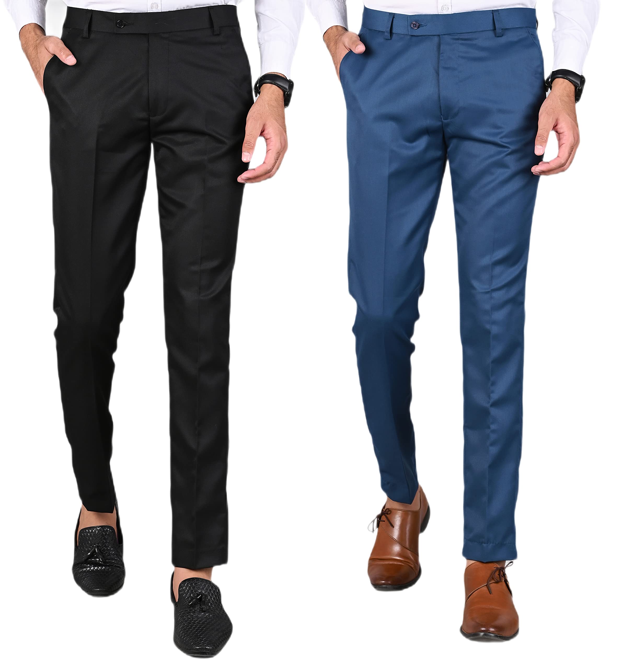 Formal Pants for Men | Men's Slim fit Formal Pant Combo | Non Stretchable Trouser | Office wear Trousers-picture-41