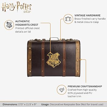 Harry Potter Hogwarts School Trunk, 17.5 Decorative Storage Chest