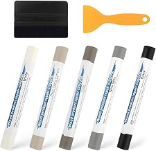 5 Piece Wood Repair Kit - Touch Up Pencil, Wax Stick, Wood Stick - Grey - For Scratches, Holes and Shards on Furniture, Parquet, Skirting Boards - 2 Tools Included