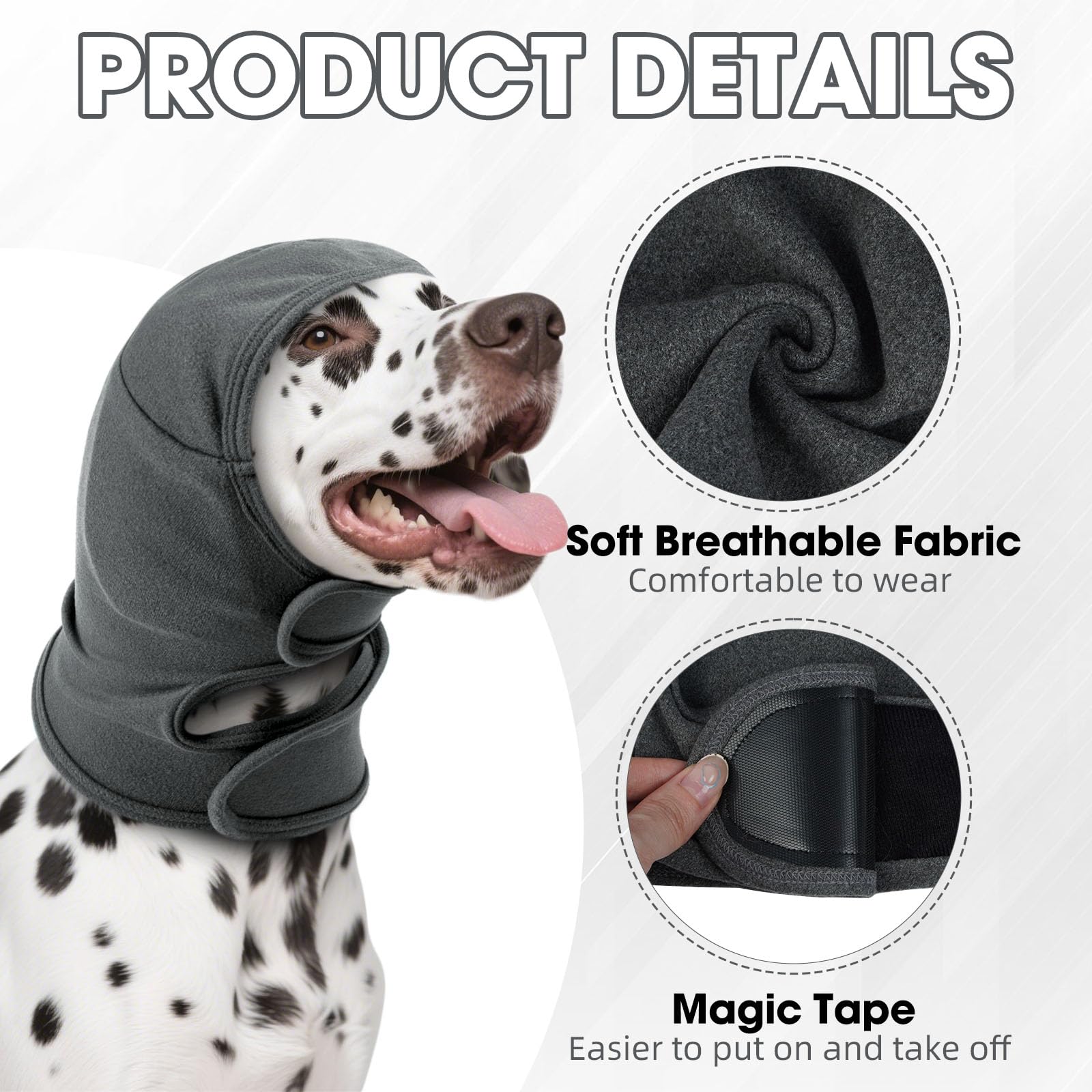 IECOii Haustier Snood Ohrenschutz,Kapuzenpullis für Hunde,Hund Ohrenschützer für Hunde Gehörschutz Hund Hoodie,HundOhrenschützer Lärmschutz Haustier Snood fürHunde und Katzen(Grau,L)