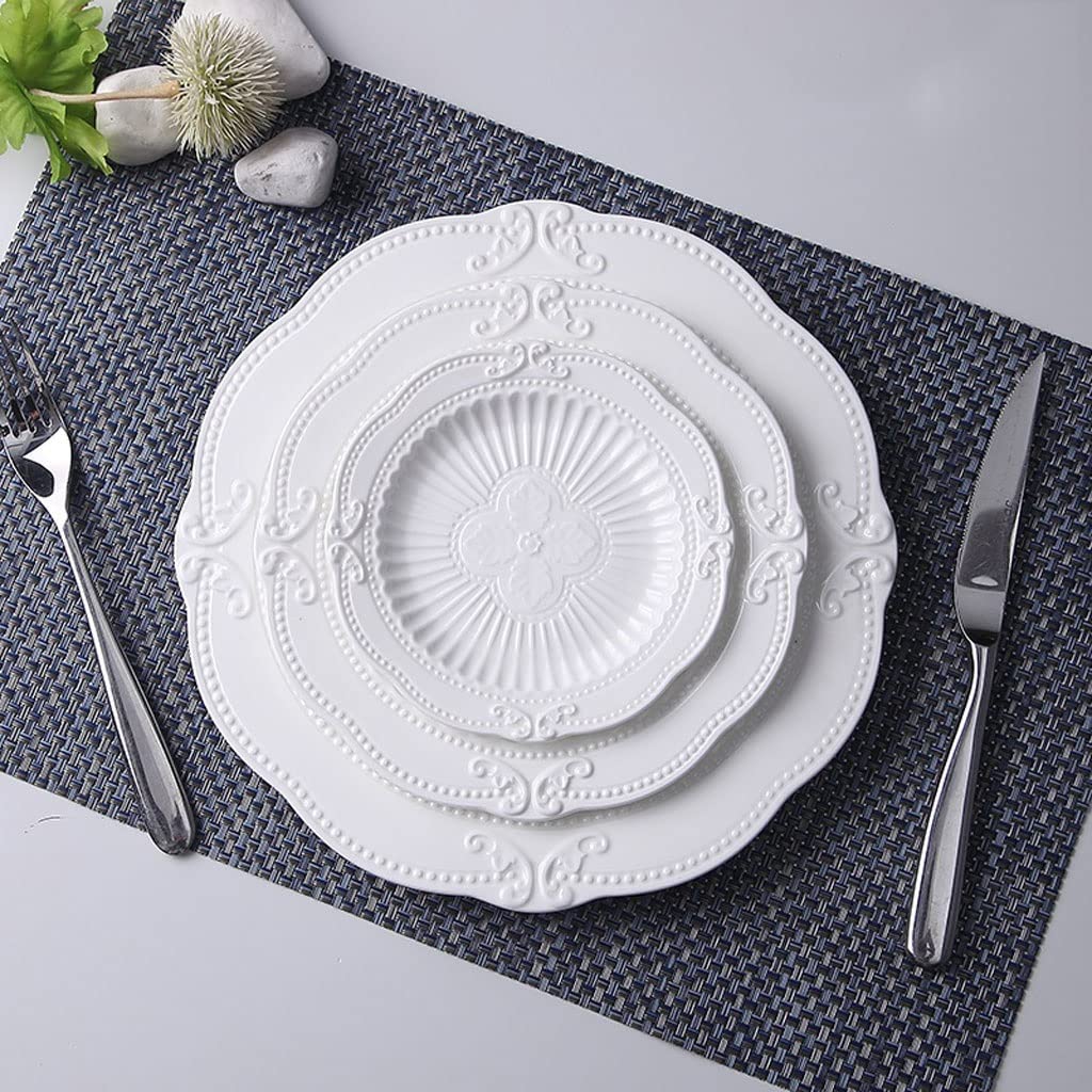 Assiettes Plates Assiettes dîner salade dîner plaques de cuisine cuisine cuisine accessoires ménagers assiette plat Assiette (Color : Three-piece suit)