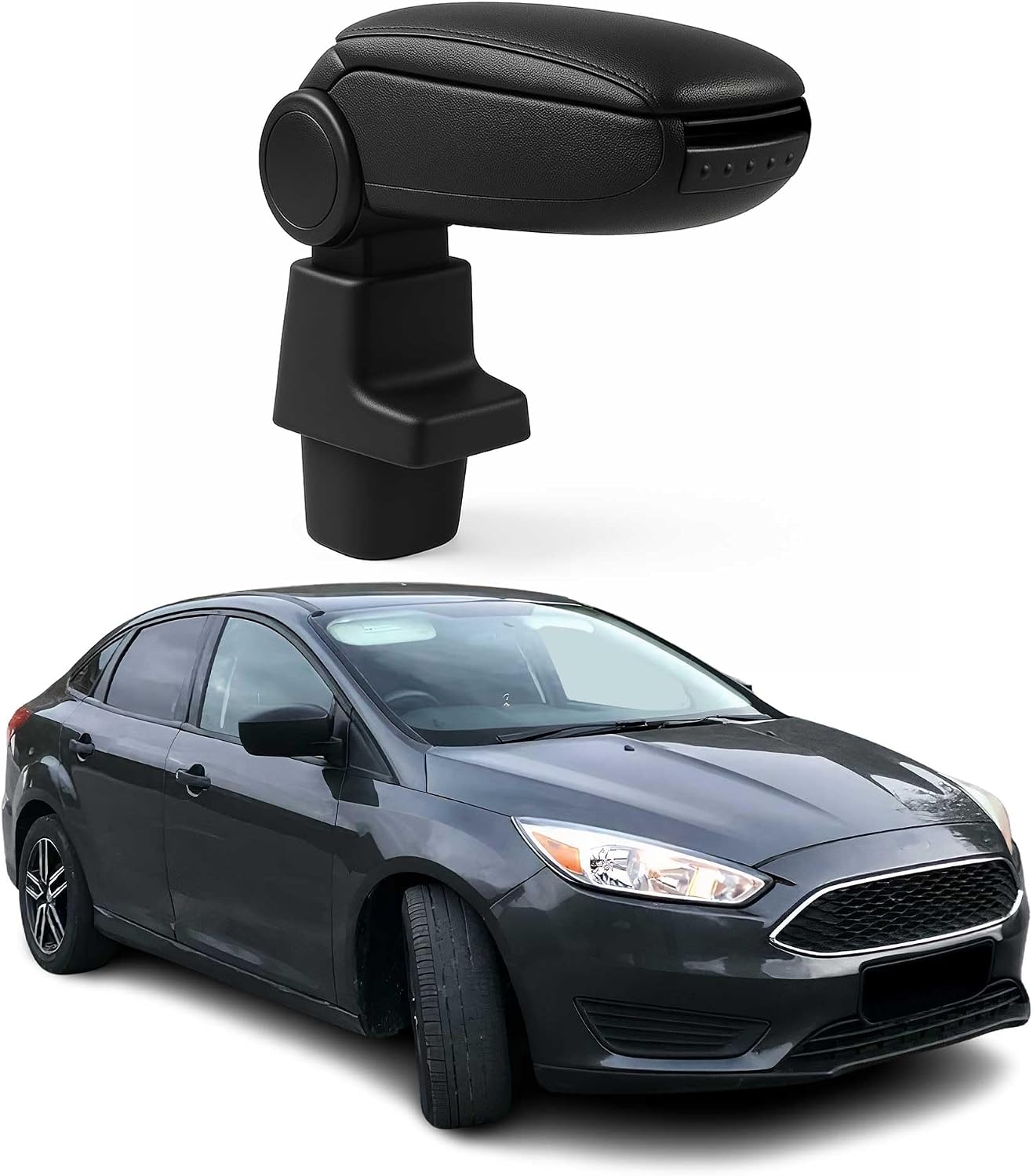 OMAC Black Center Console Armrest for Ford Focus 2012-2014 Plastic PU Leather 1 Pc