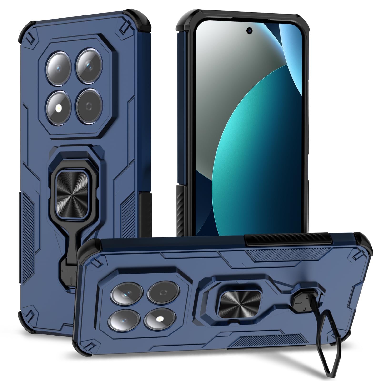 Funda para Samsung Galaxy A13 4G con Cristal Templado Protector Pantalla, Carcasa Antigolpes con Soporte anular metálico, Case Protectora de Grado Militar, Negro — view 141
