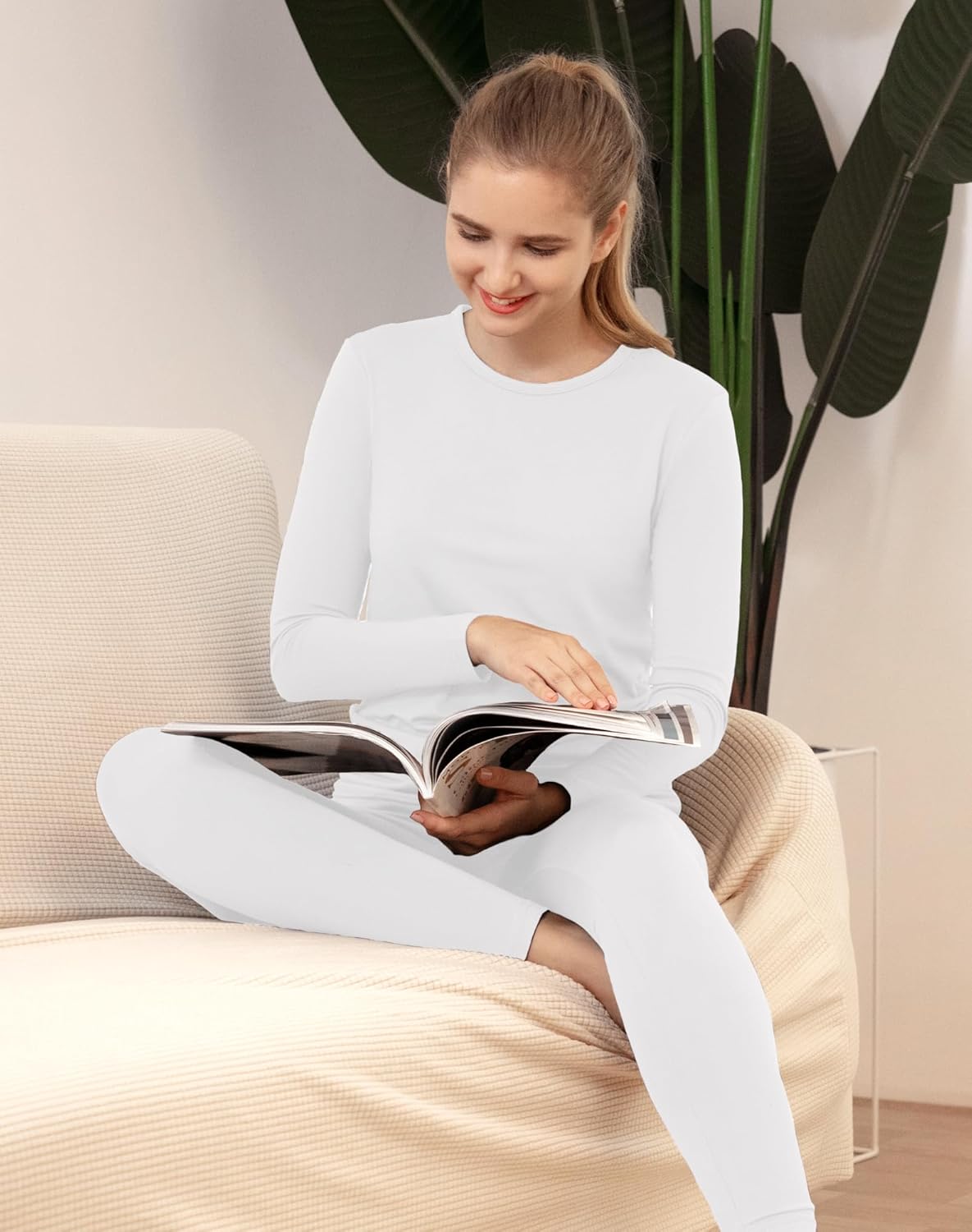 Thermal Shirts for Women Thermal Tops Long Sleeve Fleece Lined Top Warm Undershirt - Image 6