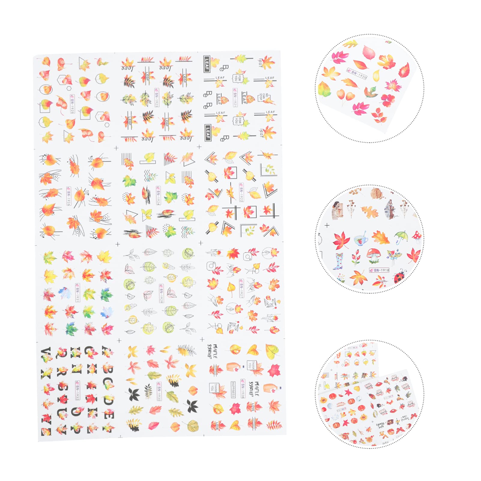 Ipetboom 32pezzi Adesivi Per Unghie Decorazioni Manicure Per Ringraziamento Facili Applicare Design Autunnale Per Nail Art