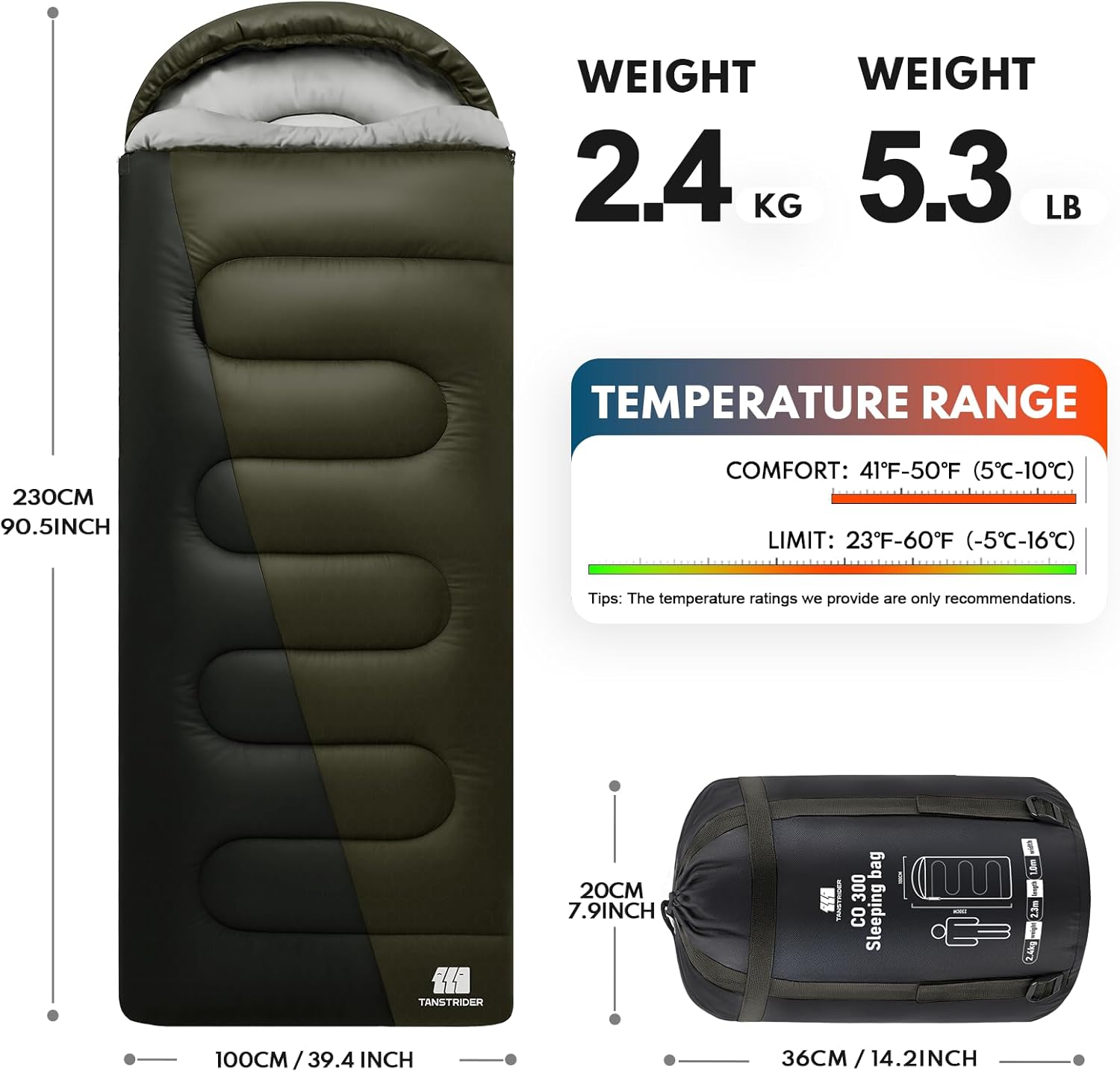 XXL Winter Sleeping Bags for Adults Cold Weather,Camping Sleeping Bag for Kids with Compression Sack,4 Season Camping Essentials Gear for Hiking,Traveling,Outdoor,Backpacking,Climbing