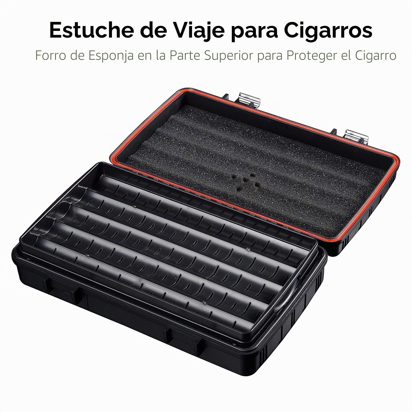 CIGARLOONG Cigar Humidor Viaje Cigar Caso Doble Capa con Higrómetro y Humidificador (Color: Rojo)