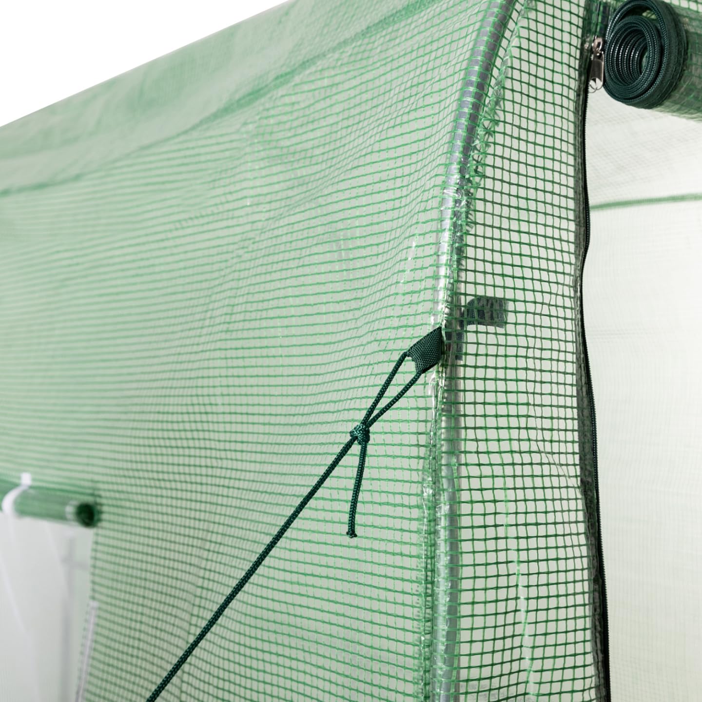 IDMarket - Serre à tomates relevable 3m² Verte 2 fenêtres avec moustiquaire et Porte zippée