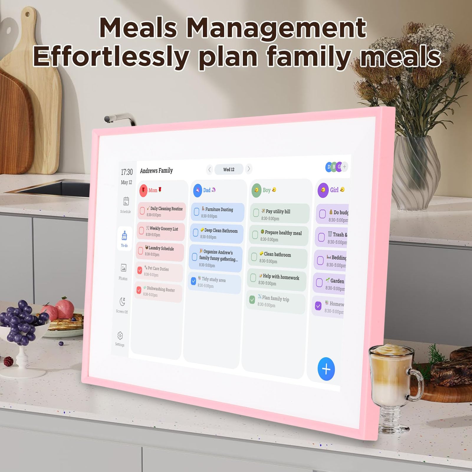 Headerbs Intelligenter Digitaler Kalender, 10,1-Zoll-HD-Touchscreen-Familienplaner, Elektronischer ABS-Kalender mit Aufgabentabelle, 1280 X 800 WiFi-Fotorahmenmodus für die Familienplanung zu Hause
