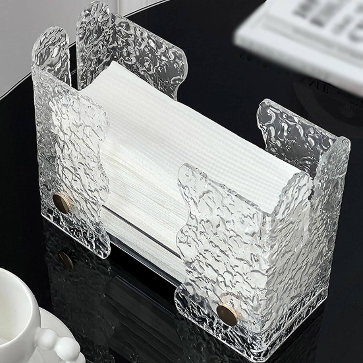 Water Ripple Acrylic Tissue Box - Bathroom Kitchen Storage Organizer Multi-Purpose Paper Towel Napkin Holder