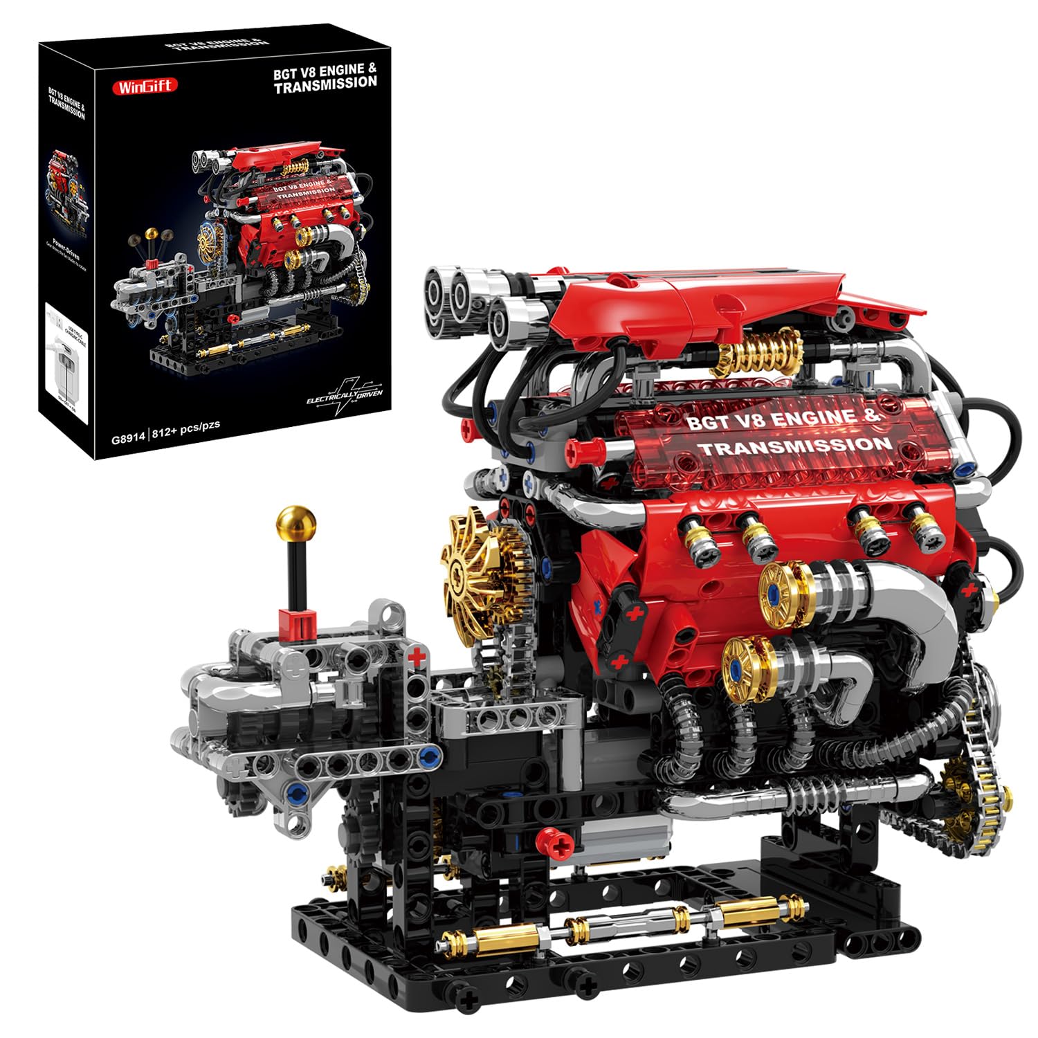 BGT V8 Engine Building Set, V8 Engine Model kit That Run,Build Your Own Mini V8 Model Eng…