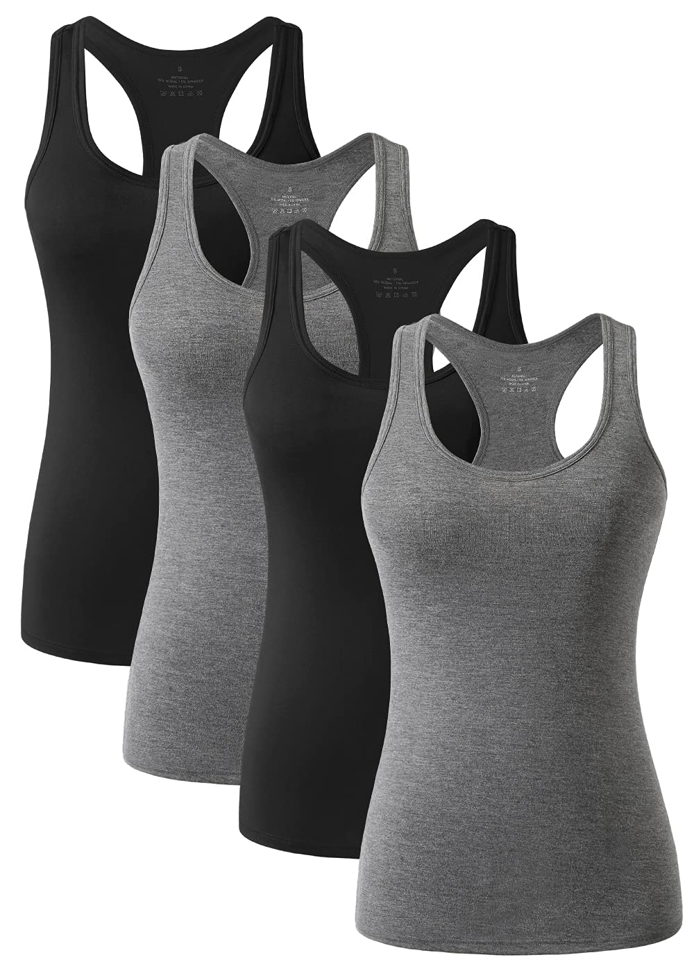 ROSYLINE Racerback Tank Tops for Women Workout Yoga Tanks Cami with Scoop Neck Activewear Undershirts 3-4 Pack