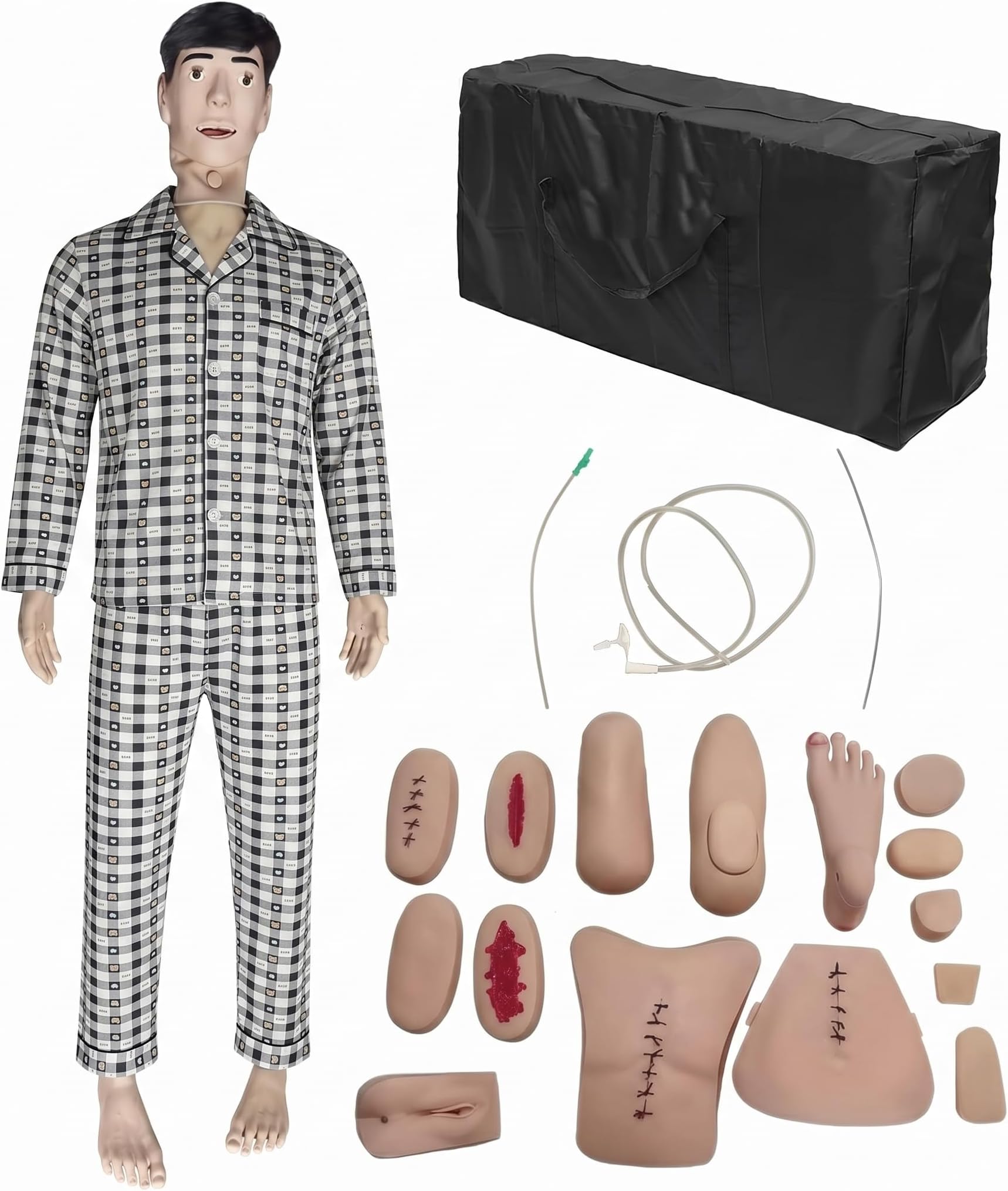 5.25ft Life Size Patient Care Manikin Training CPR Simulator Basic Geri Nursing Skills Geriatric Human Model Mannequin Full Body for Students Education Teaching Medical Training Skills