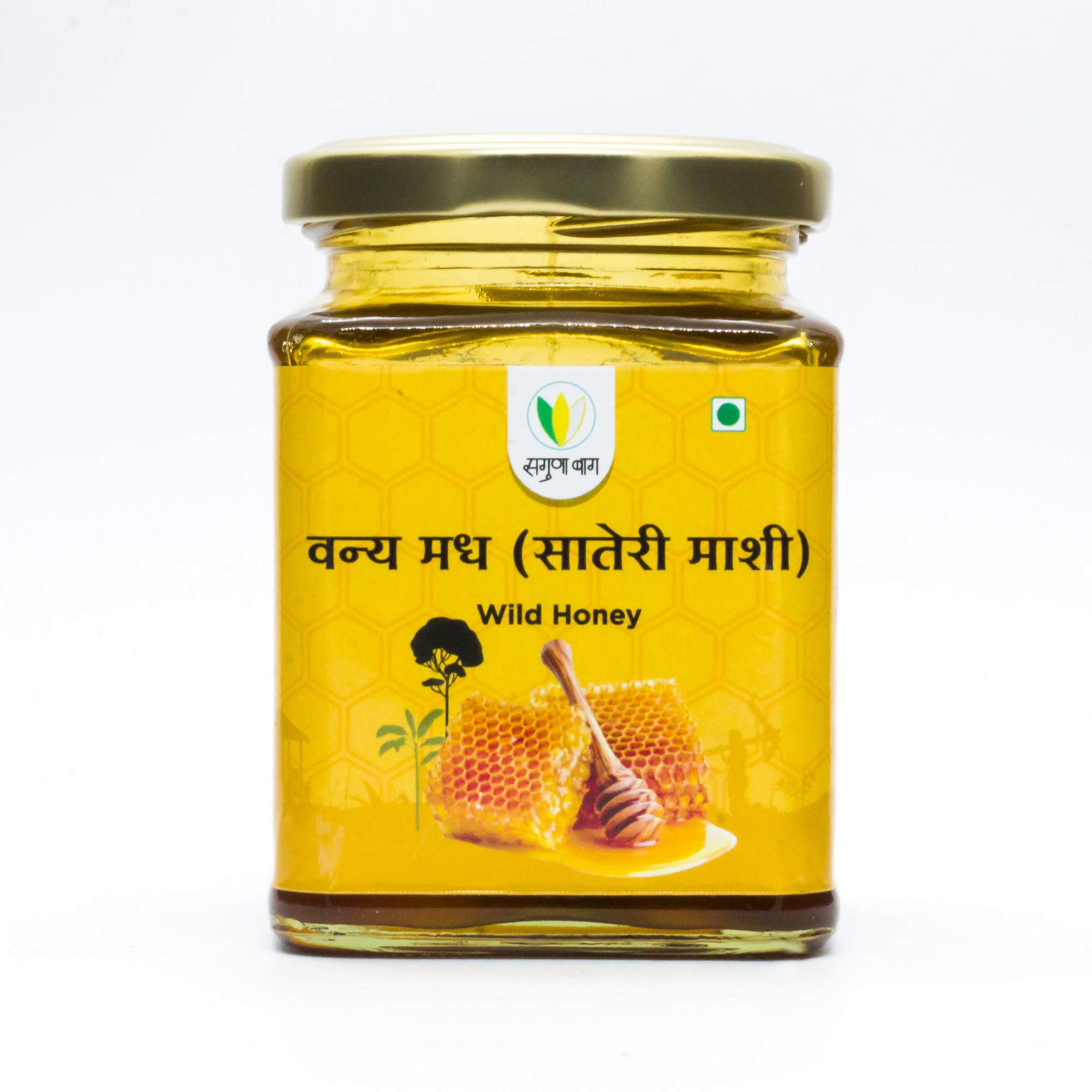 Saguna Baug Natural Wild Raw Honey (Sateri Mashi) - 250gm | Unprocessed, Unpasteurized, No Artificial Sugar or Colour Adulteration