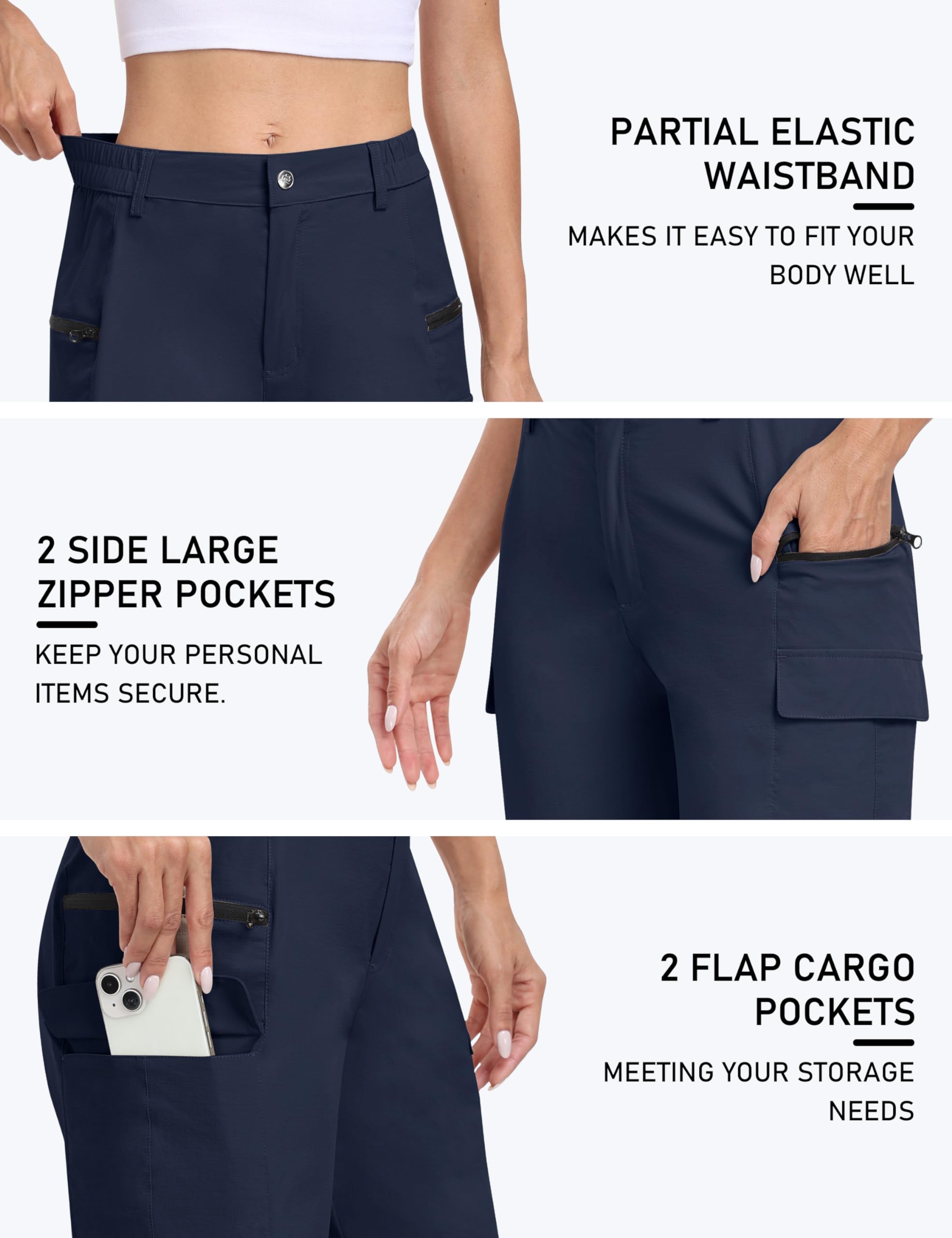 MoFiz Short Cargo Femme Pantalon Randonnée Imperméable Bermuda Short Golf Sport été Shorts avec Poches