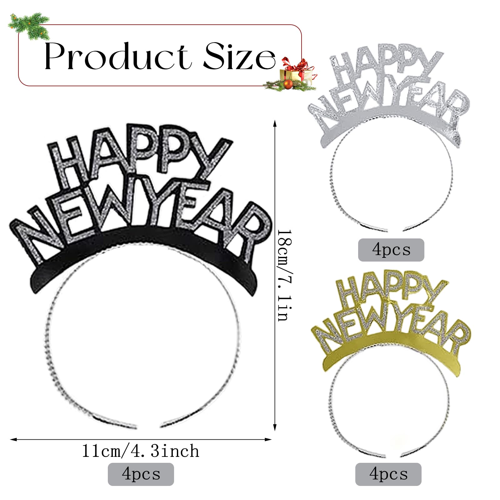 Cerchietto per capelli con scritta Happy New Year, con stella