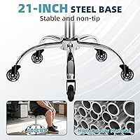 Vista 6 de Taburete rodante con ruedas, capacidad de peso de 400 libras, silla de pestañas resistente ajustable para tatuajes, laboratorio, masaje, spa, Negro
