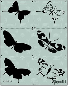 Stencil1 Butterfly Stencils 2 Layered Naute Spring Set for Painting on Wall, Canvas, DIY Home Decor, Art, Reusable, Recyclable 8.5" x 11"