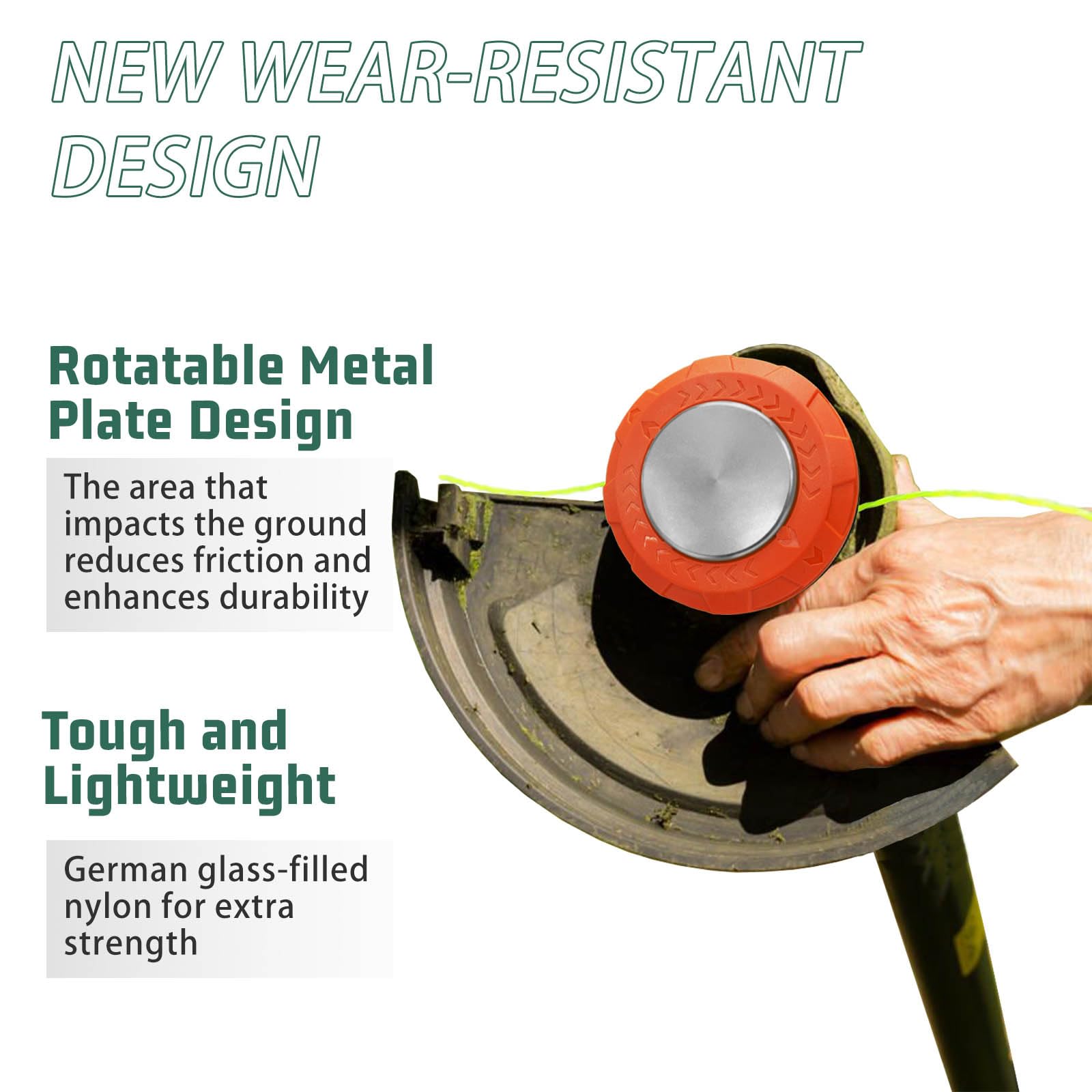 Cabezal universal para herbicidas, cabezal de corte de fácil alimentación con placa de hierro giratoria resistente al desgaste, cabezal de recortador de malas hierbas para Echo, Ego, Dewalt, Stihl