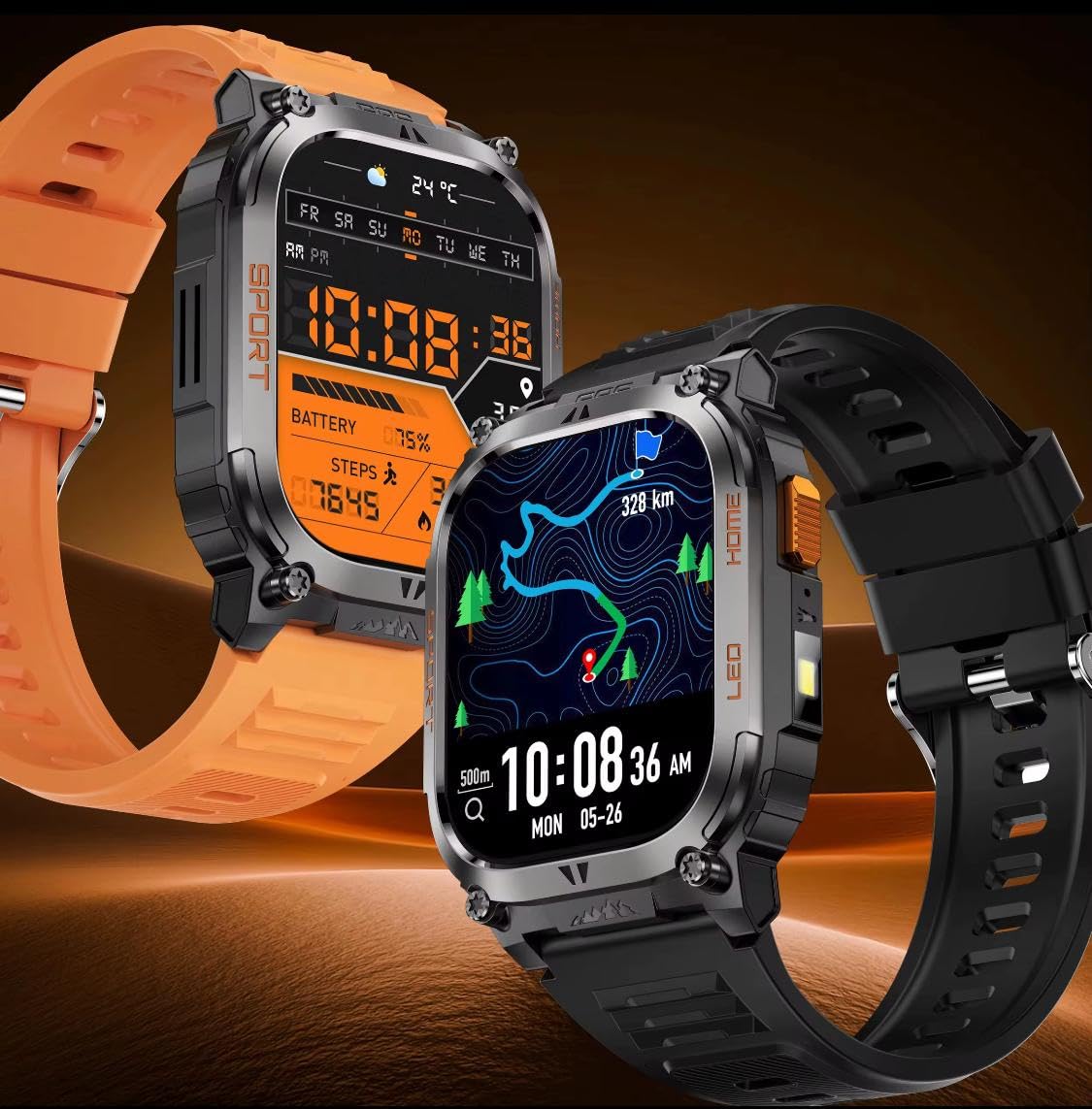 Reloj Inteligente Hombre Mujer GPS Deportivo QX18, Smartwatch con Monitor de Frecuencia Cardíaca, Oxígeno en Sangre, Brújula, Monitor de Sueño, Batería 630mAh