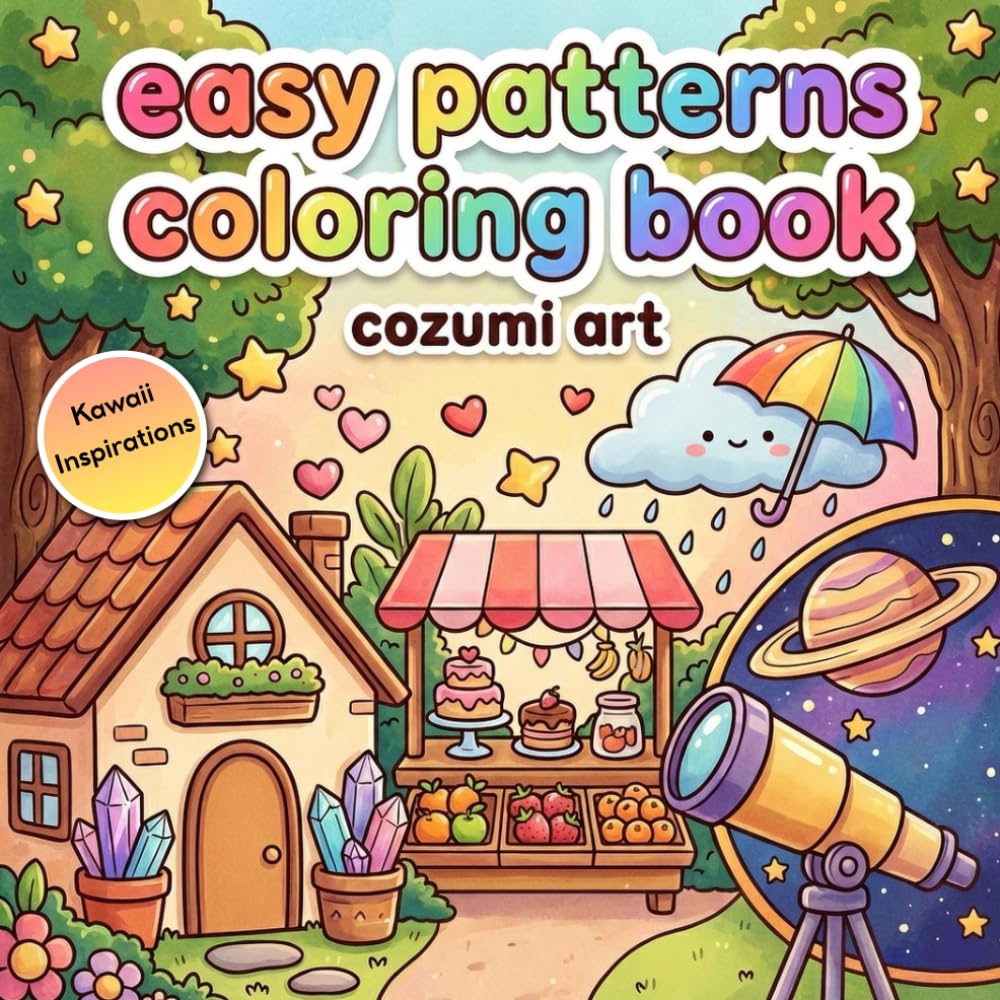 Easy Patterns Coloring Book - kawaii Inspirations: Bold and Easy Designs for Adults and Beginners - Simple Cozy Kawaii Aesthetics with Thick Lines