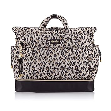 Amazon Com Itzy Ritzy Dream Weekender Bag Lightweight Travel Hospital Bag Made Of Puffer Style Material Features Base Compartment 12 Pockets Shoulder Strap Stroller Straps Luggage Attachment Leopard Baby