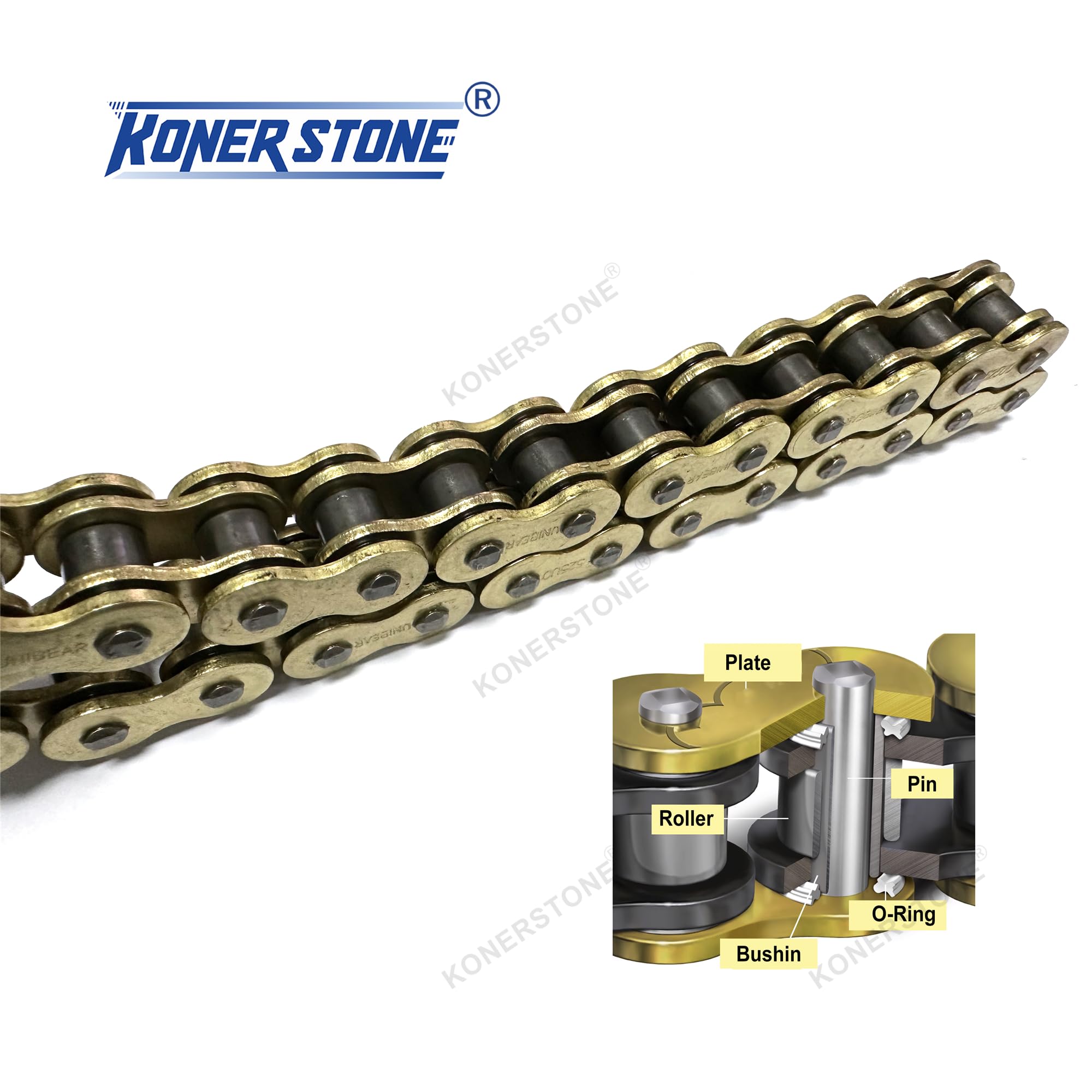 Cadena de Transmisión O-Ring 525-120 Eslabones con Eslabón de Conexión Rápida para Suzuki GSXR 600 1997-2023 DL650 Vstrom 650 / ABS/XT 2004-2023 SV650 SV650S 1999-2010 Accesorios motos Piezas Oro