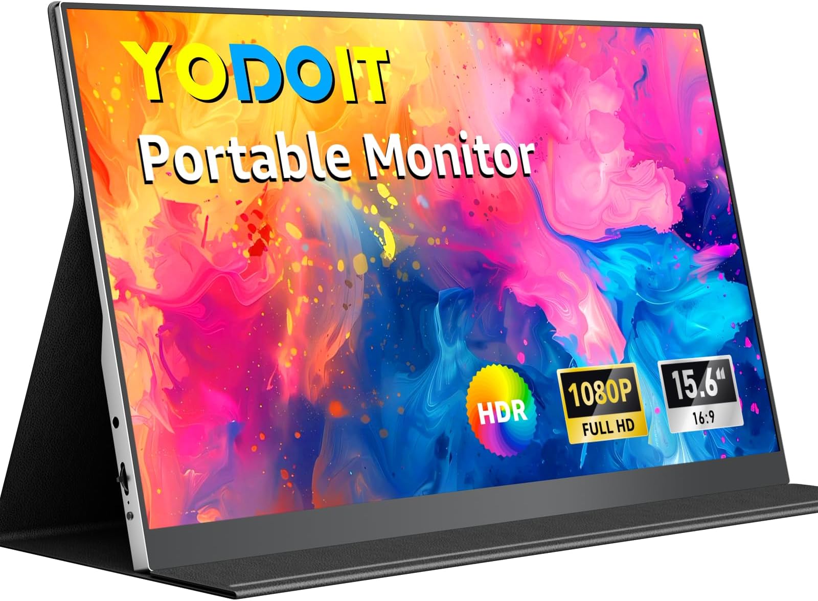 Yodoit Portable Monitor 15.6" FHD 1920x1080P IPS Second External Display Laptop Screen Extender | USB-C & HDMI Connectivity, Built-in Speakers, with Smart Cover, for Laptop, PC, Mac, PS3/4/5, Xbox