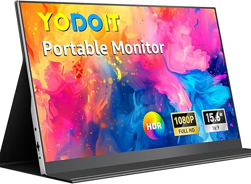 Yodoit Écran Portable 15,6", 1920 × 1080 FHD Moniteur IPS 100% SRGB Display HDMI USB Type C avec Haut-parleurs Intégrés pour PC/MacBook/Xbox/PS4 5/TV
