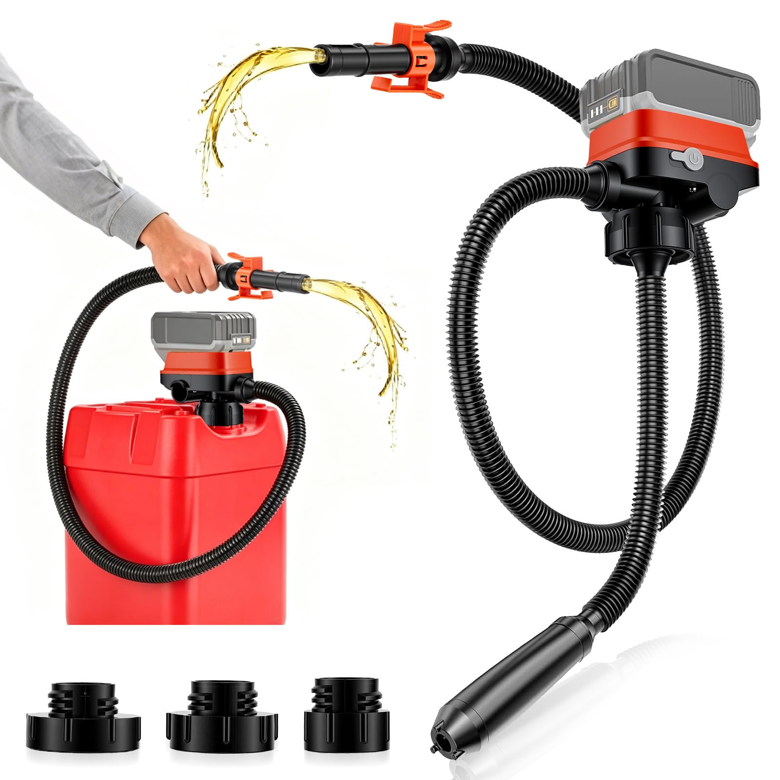 Bomba Combustible Eléctrica con Parada Auto 12L/min, Bomba Eléctrica de Transferencia de Combustible para Gasolina, Diésel y Aceite, Bomba Gasolina Bomba Gasoil para Coche Generador, con 3 Adaptadores