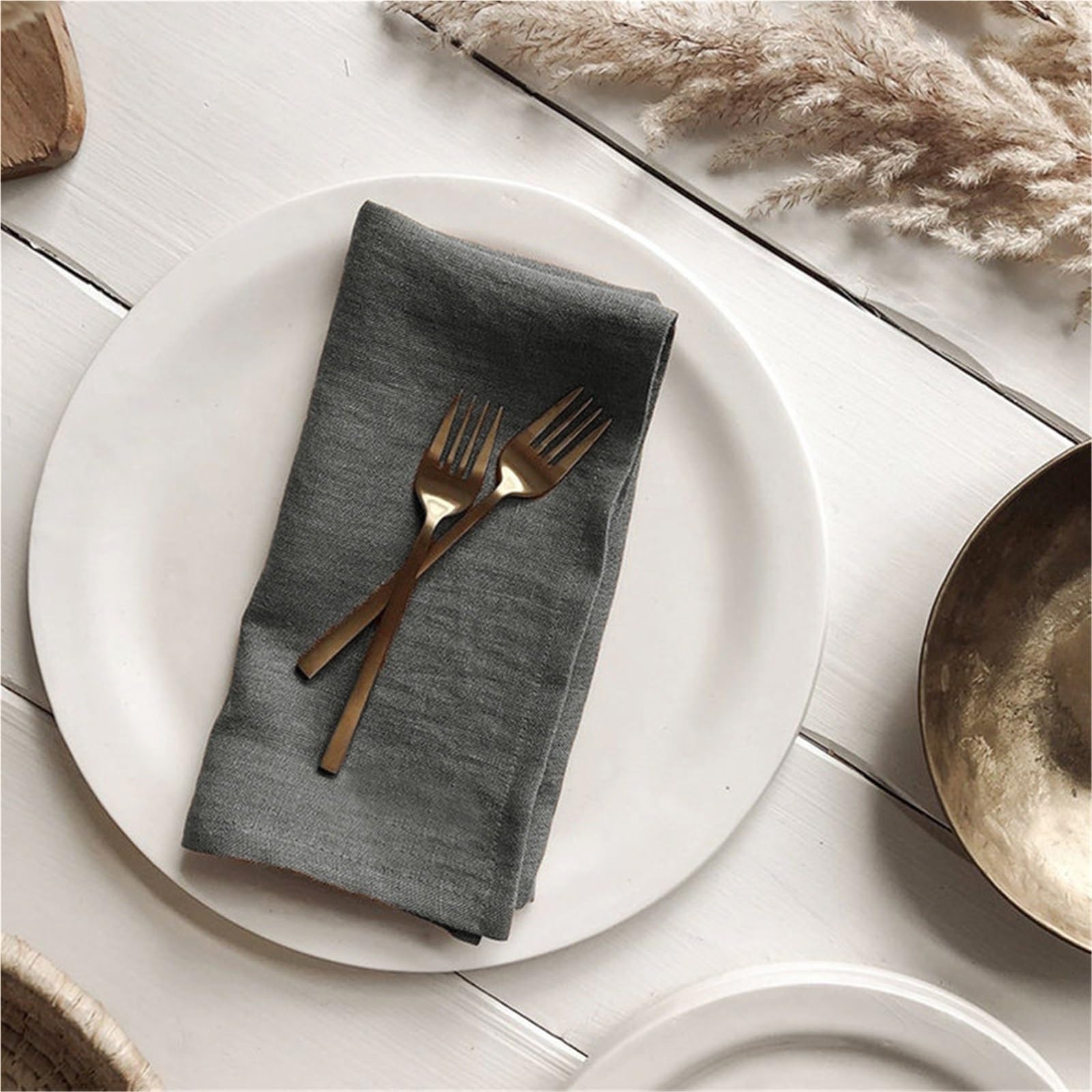 Servilletas de Mesa de algodón, Servilletas de Mesa Lino, 4 Piezas, Multicolor, for Bodas, Fiestas cumpleaños(Linen)
