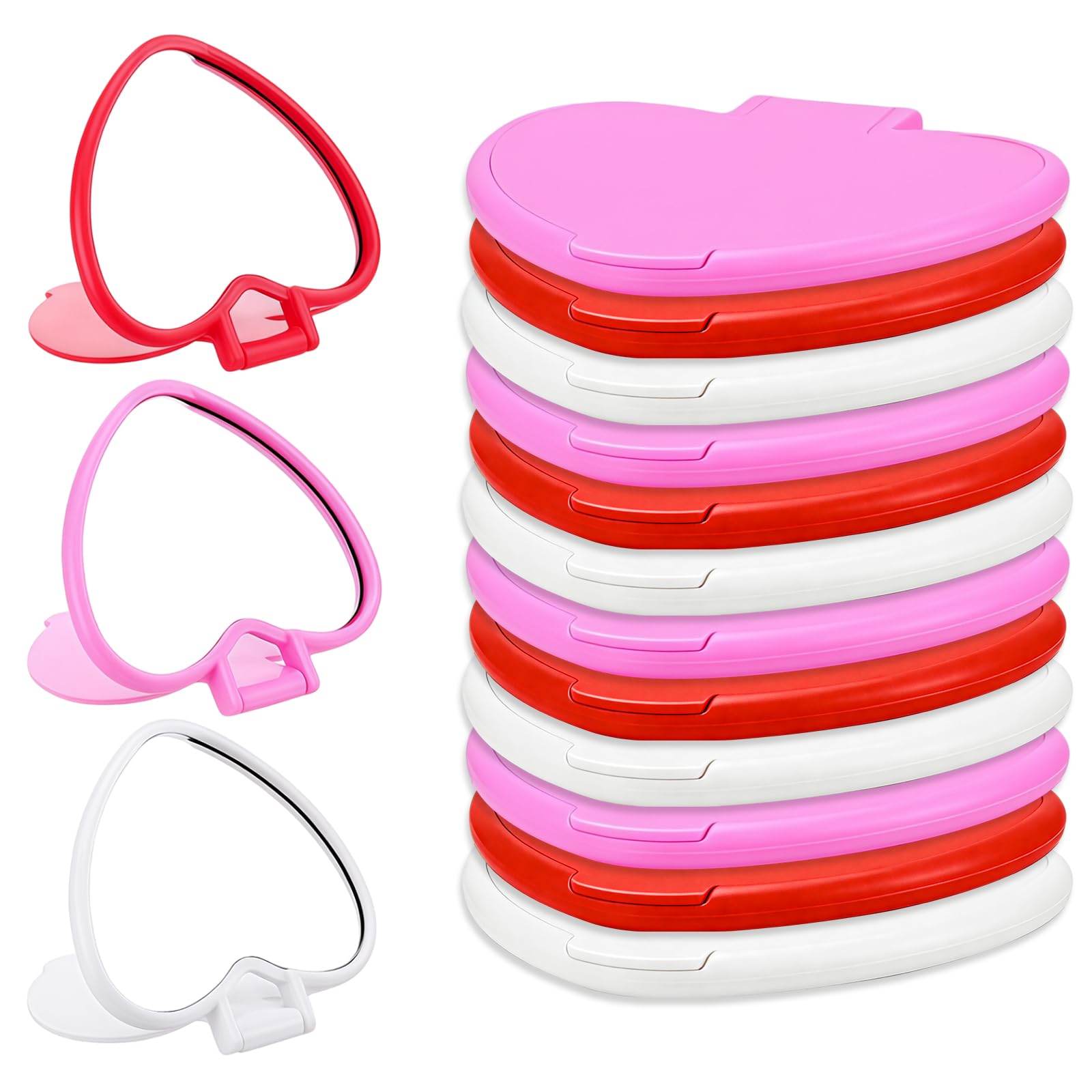 Aonuy Compact Mirror, Pocket Portable Travel Mini Handbag Folding Mirror for Women, 12Pcs Pocket Portable Heart-Shaped Mirrors for Women Girls Purse Daily Use Party Valentine's Day Favors Gifts