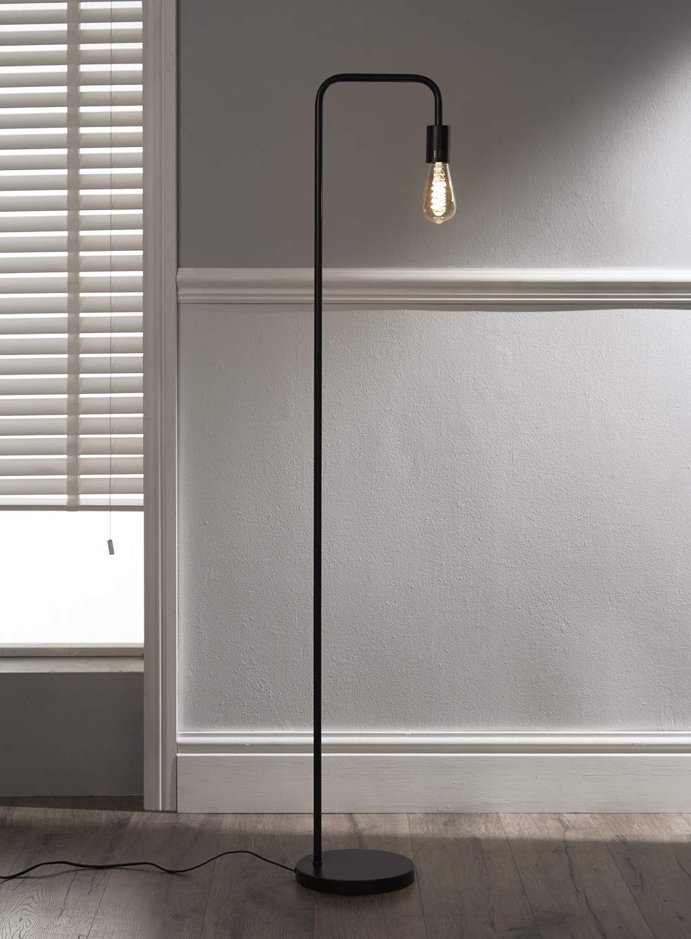 K Living  Black Caitlin Industrial Filament Bulb Floor Lamp, Sports Direct