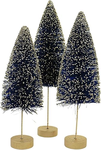 Bethany Lowe Sapphire Gold Glow - Juego de 3 cepillos para botellas