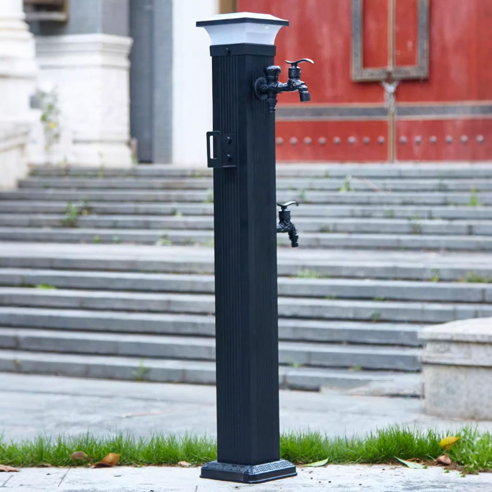 Con Iluminación Solar, Columna de Agua Vertical para Jardín, Grifo Exterior Independiente, Boca de Incendios a Prueba de Heladas con Soporte para Manguera, Adecuado para Jardinería, Escuela(105cm/41.3