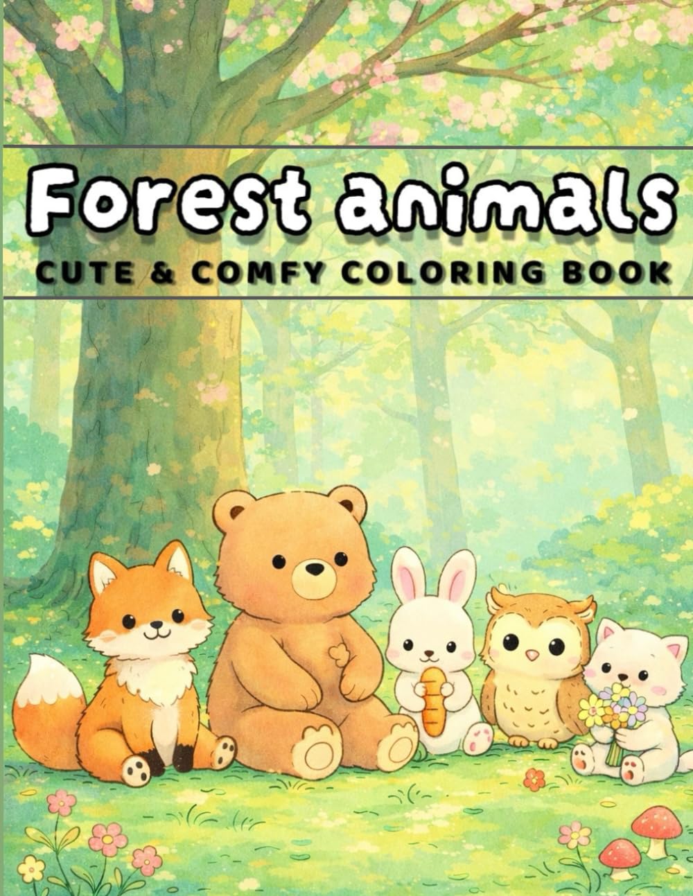 Cute Forest Animals Coloring book For Kids And Relaxation: 35 Fun Coloring Pages of Cute Forest Animals