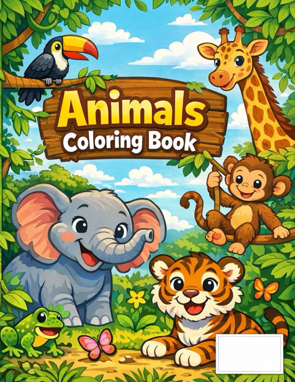 Animals Coloring Book for Kids Ages 4–8: Cute and Easy Animal Coloring Pages