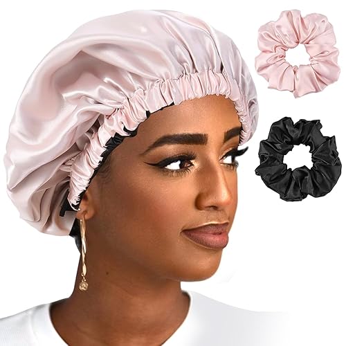 Gorro reversible de satén de seda para dormir, gorra de satén ajustable grande para mujeres con cabello rizado disponible en Yaxa Costa Rica