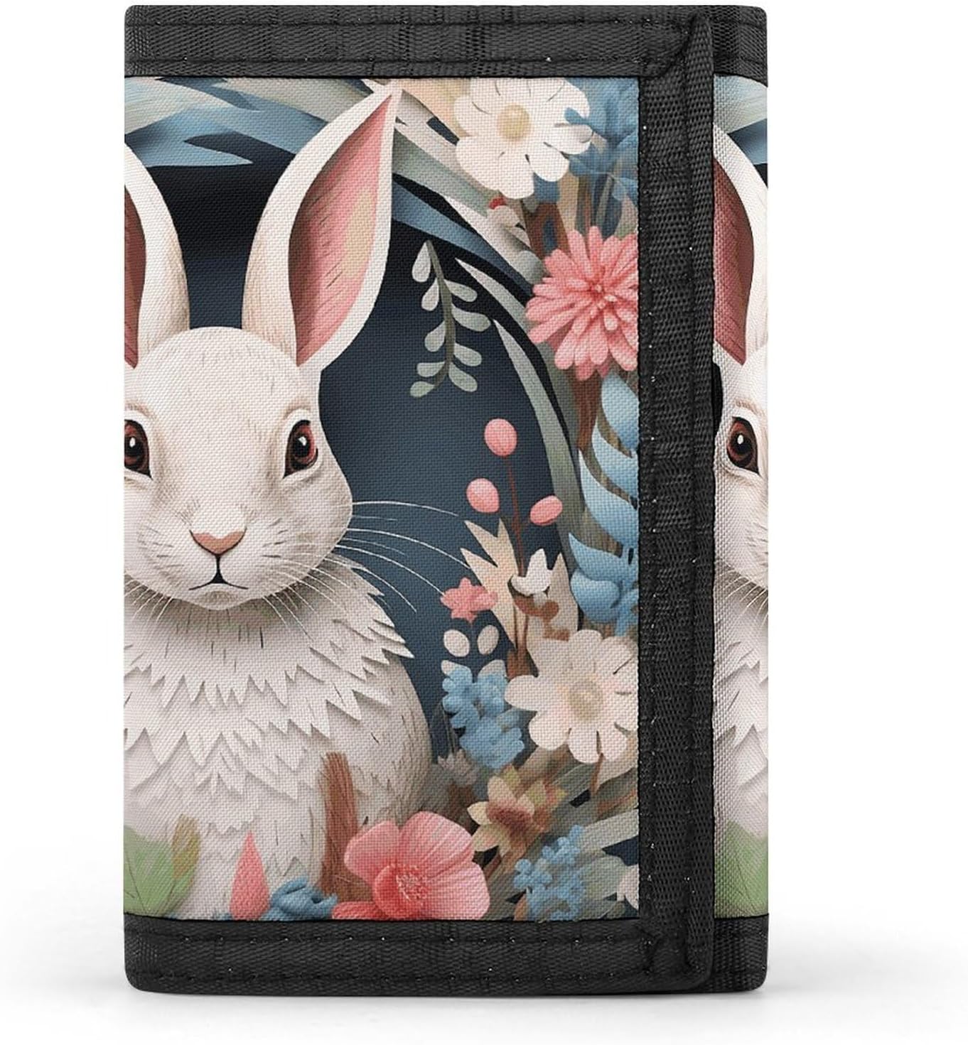 Easter Wreath with Rabbit Trifold Wallets Slim Wallet Novelty Pocket Purse Multiple Card Slots Outdoor Travel Wallet Stylish Durable Wallets For Men Women