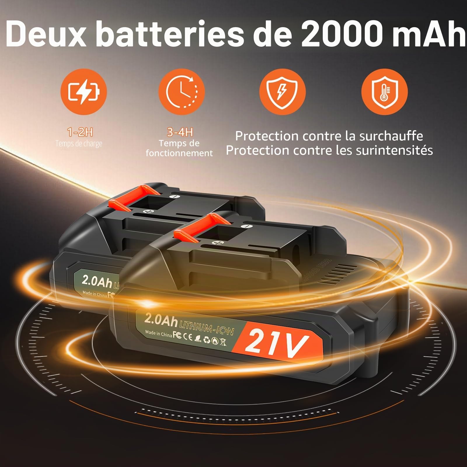 Sécateur électrique sans fil avec affichage LCD, Sécateur de jardin électrique portable avec 2 batteries de 2000mAh et lames SK5 max 40 mm, Sécateurs électriques professionnels pour l'élagage des