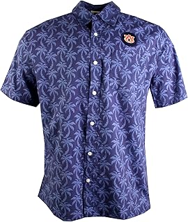 Wes and Willy Mens College Palm Tree Button Up Hawaiian Shirt
