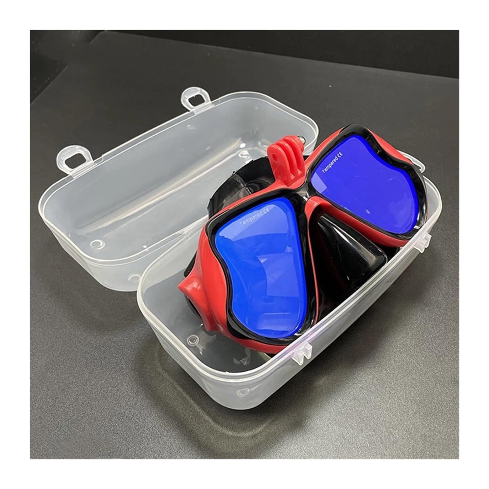 Máscara de Snorkel Cómoda máscara de natación de Silicona con Espejo y Soporte para cámara para Gafas de Buceo GoPro para Adultos Kit de de Buceo(Red 2)