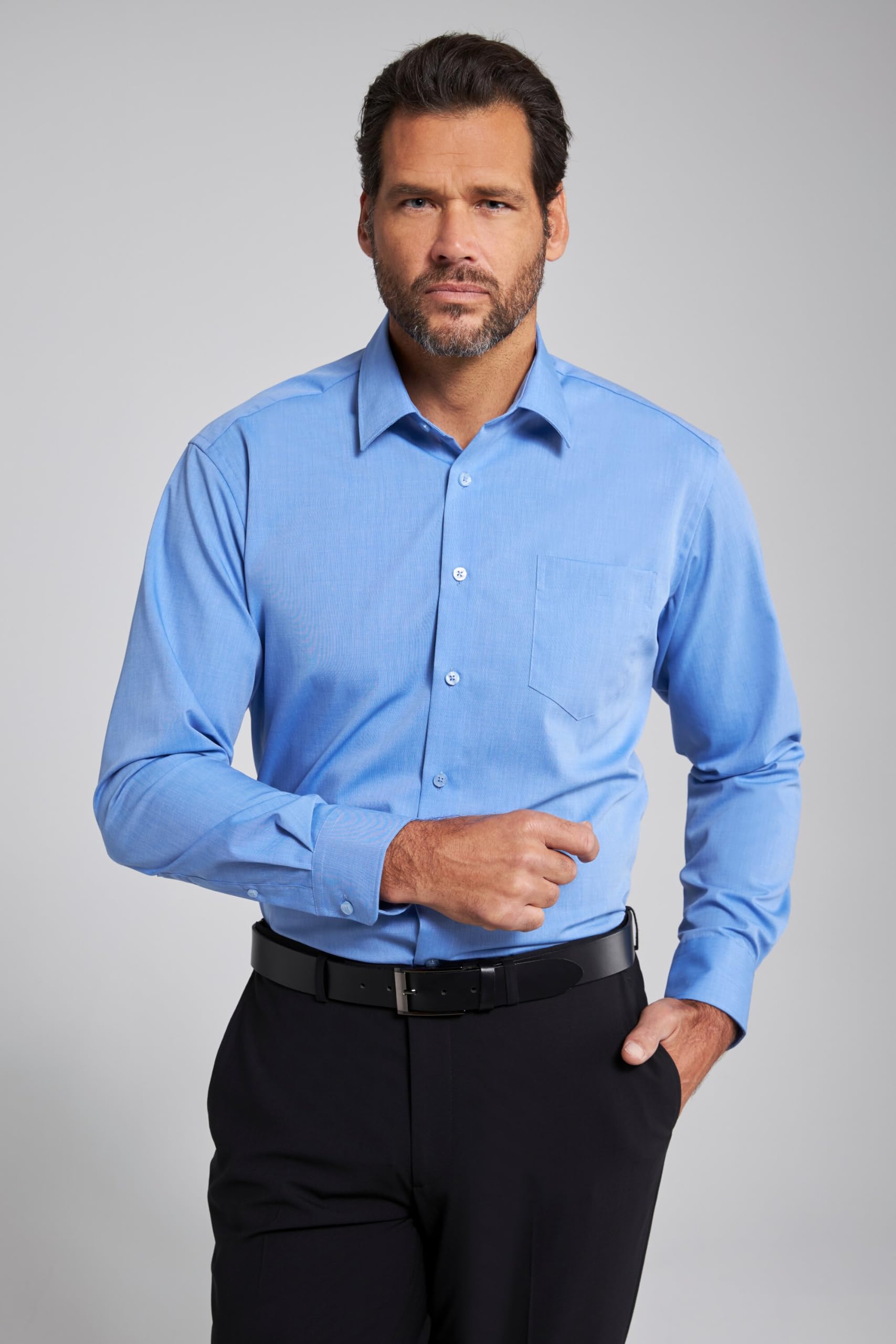 JP 1880 Camisa ejecutiva, no precisa plancharse, Cuello Kent, Manga Larga, Ajuste cómodo 804890