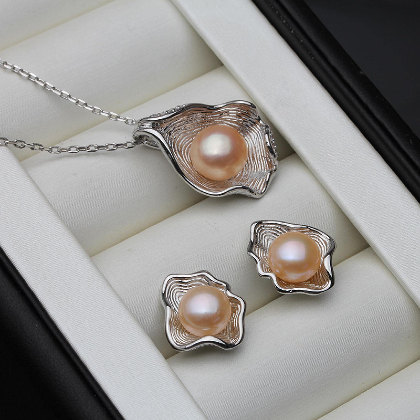 Perlenohrringe Damen Ohrringe Ohrstecker Schmuck Mädchen Geschenke Ohrhänger Trendige Süßwasser Natürliche Perle Halskette Und Ohrring Set Für Frauen Schöne Muschel Anhänger Schmuck Ju