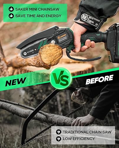Miniatura 5 de Saker Mini Motosierra, Motosierras Eléctricas de Nueva Actualización 2025, Motosierra Portátil Inalámbrica con Batería, Pequeñas Motosierras de Mano