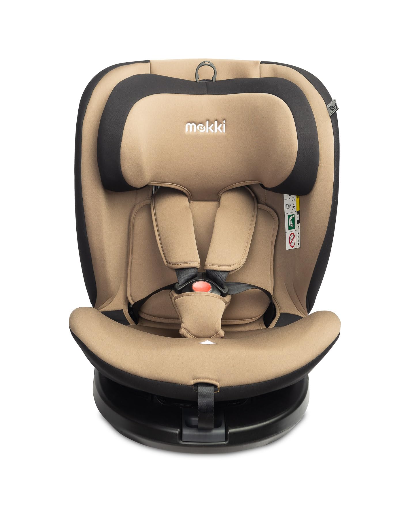 CARETERO - Autositz Kinder - Autokindersitz MOKKI - Gegurteter Autositz - i-Size Homologation ISOFIX - für Kinder von 40-150 cm Größe - Rotierend 360° - Reduktionseinsatz für Babys - Beige